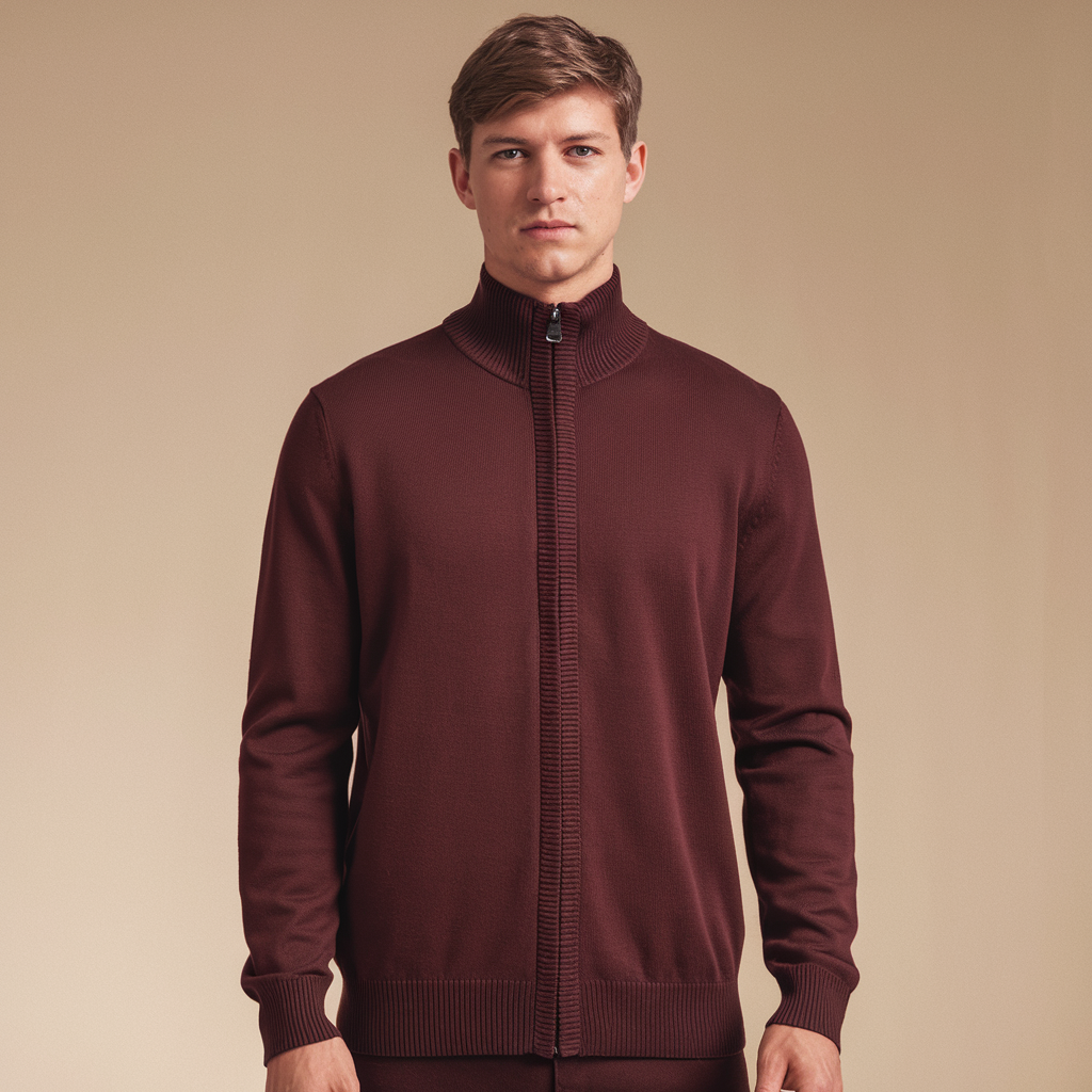 Hommes Cardigan zippé en coton