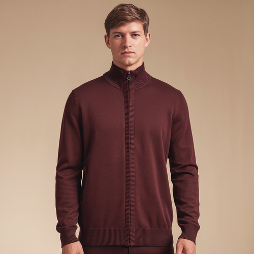 Hommes Cardigan zippé en coton