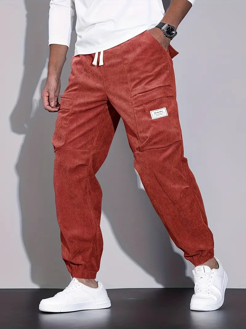 Pantalon Cargo Ajusté pour Homme, coloris Rouge