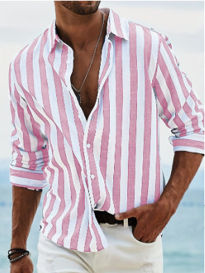 Chemise rayée pour homme, coloris Rose