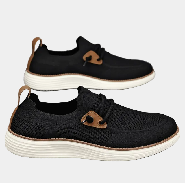 Baskets homme empeigne ajourée, coloris Noir