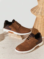 Baskets homme à empiècements, coloris Marron, vue principale