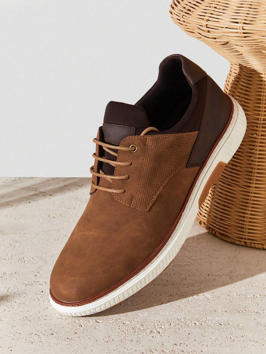 Baskets homme à empiècements, coloris Marron, vue 2