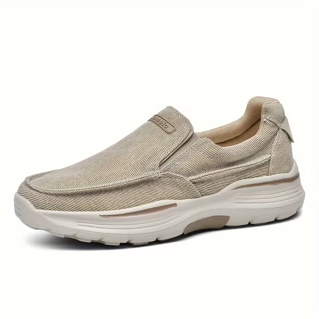 Baskets homme à enfiler dessus texturé, coloris Beige