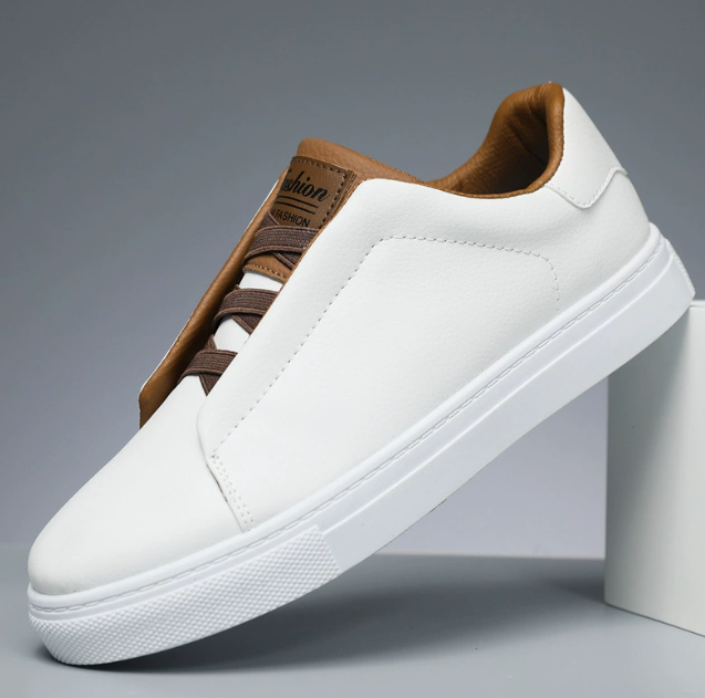 Baskets homme à lacets semelle épaisse, coloris Blanc