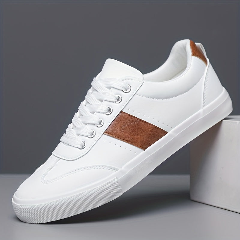 Baskets homme à lacets contrastées, coloris Blanc