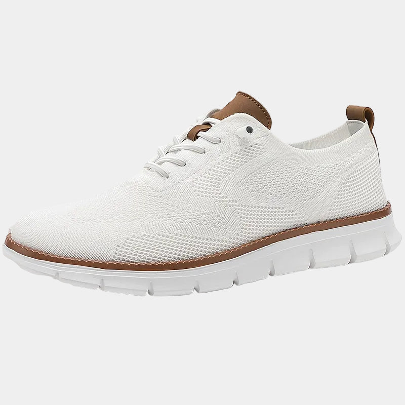 Baskets homme à lacets en maille, coloris Blanc