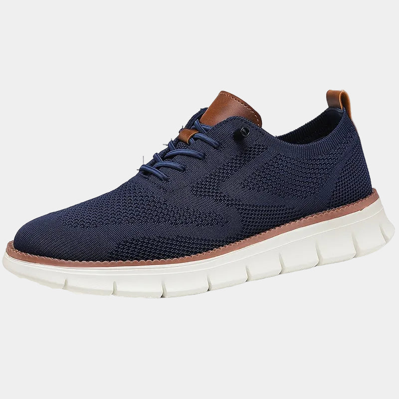 Baskets homme à lacets en maille, coloris Bleu marine