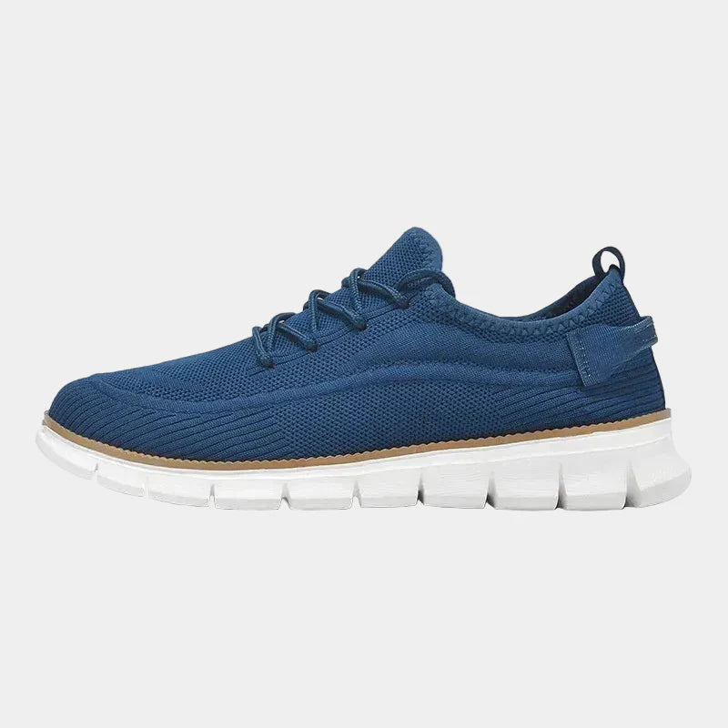 Baskets homme à lacets maille, coloris Bleu