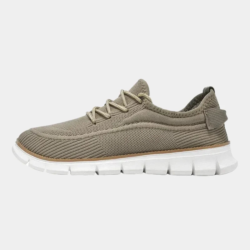 Baskets homme à lacets maille, coloris Kaki