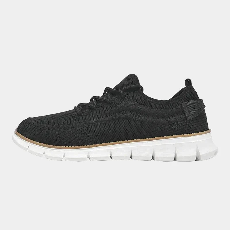 Baskets homme à lacets maille, coloris Noir