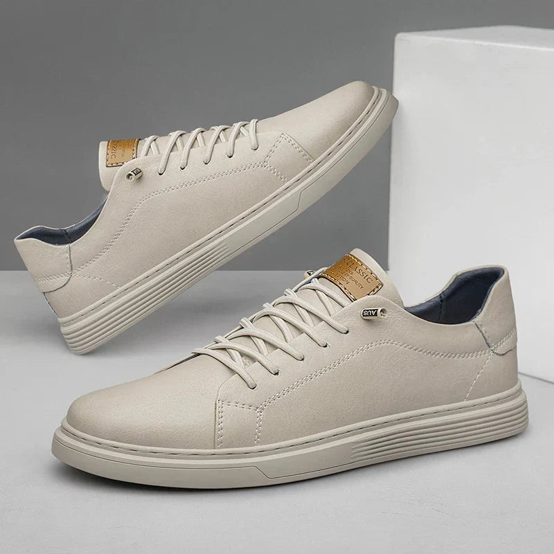 Baskets homme à lacets minimalistes, coloris Blanc