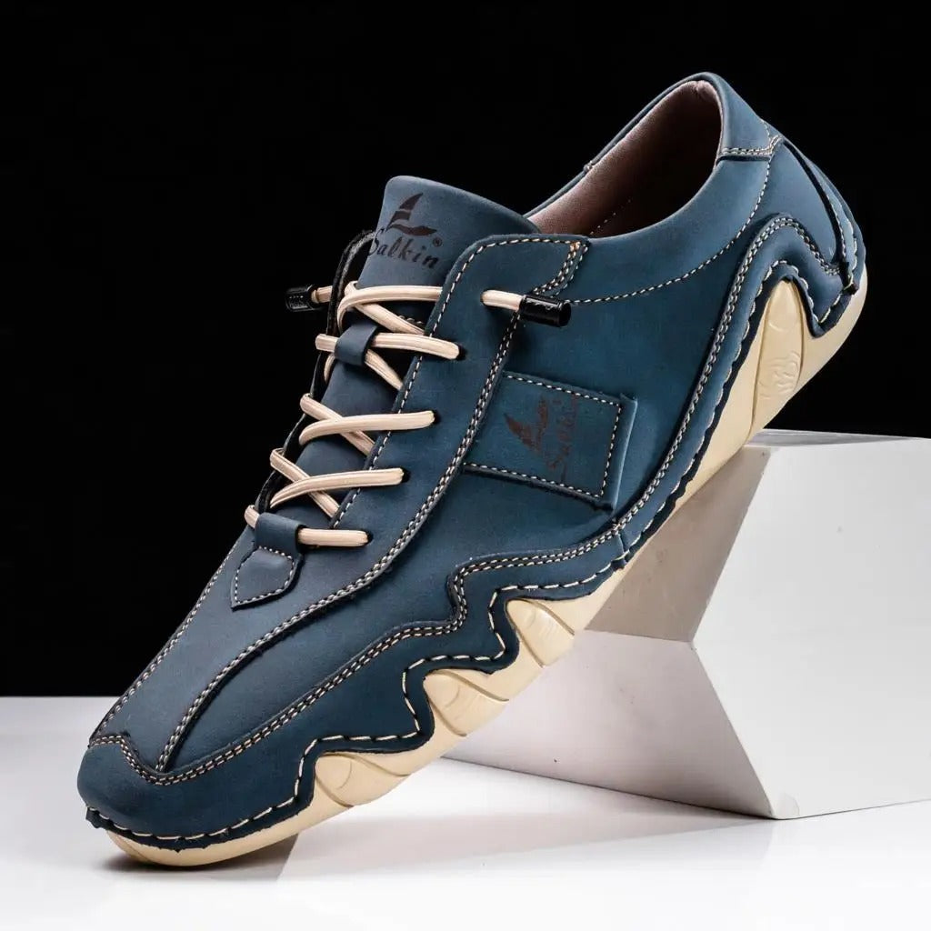 Baskets homme à lacets ondulées, coloris Bleu