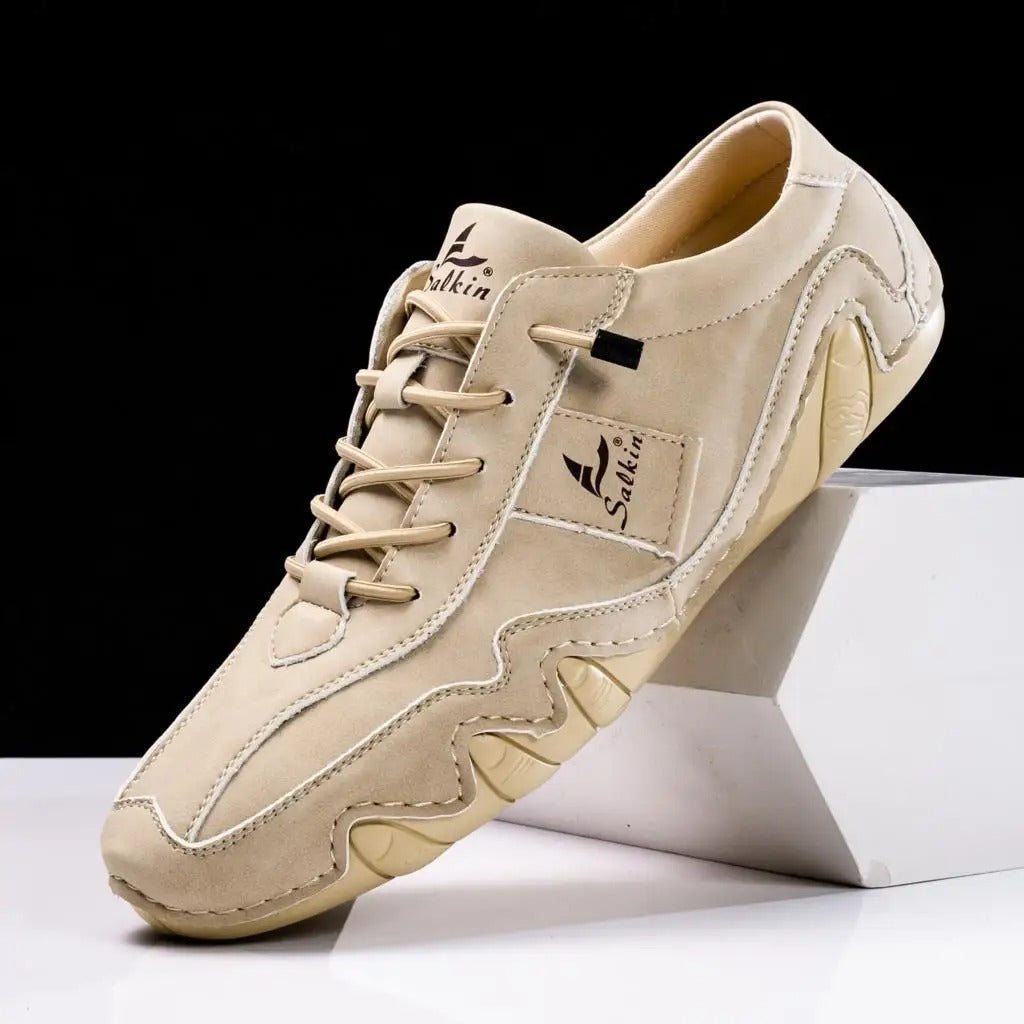 Baskets homme à lacets ondulées, coloris Beige