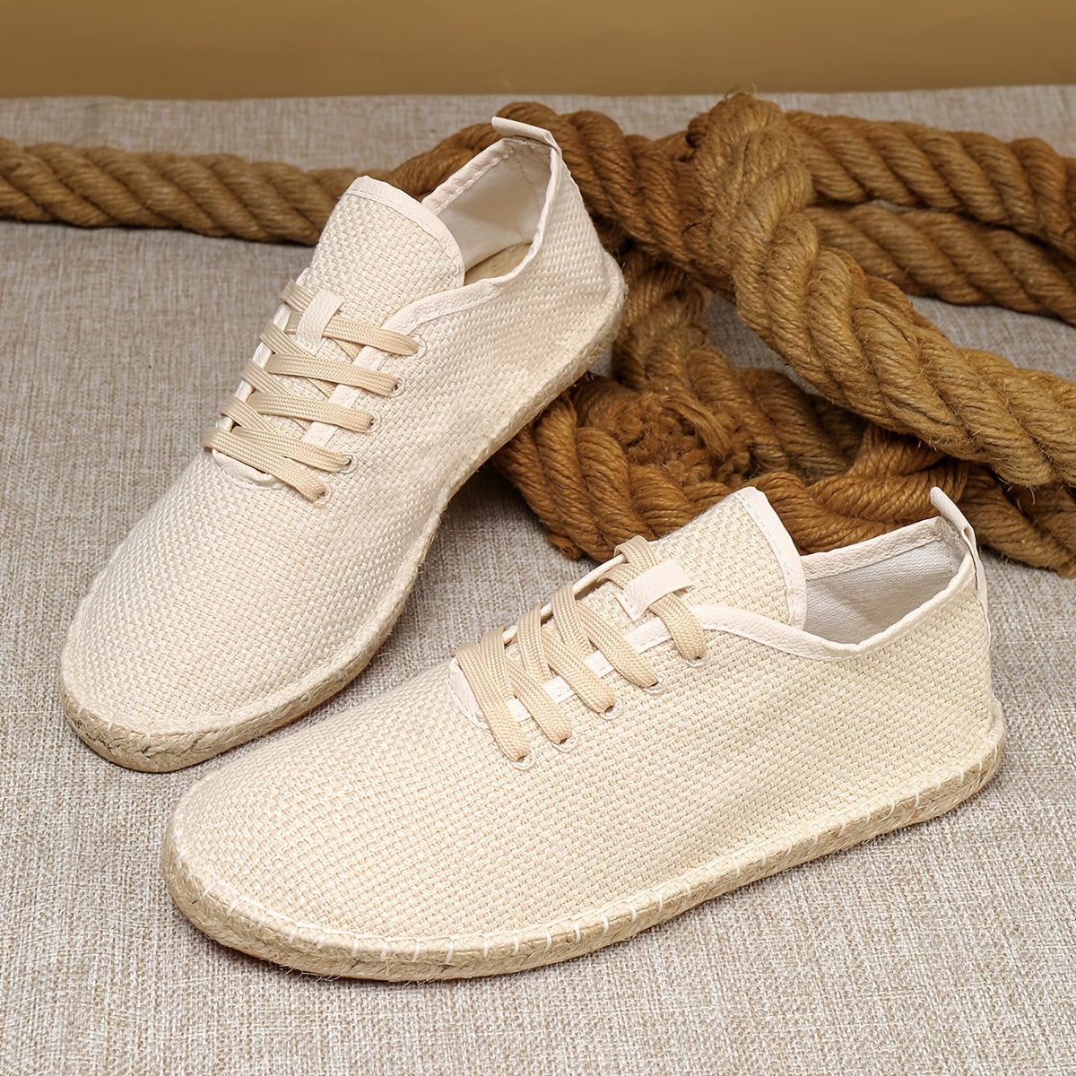 Chaussures homme à lacets tissées, coloris Kaki