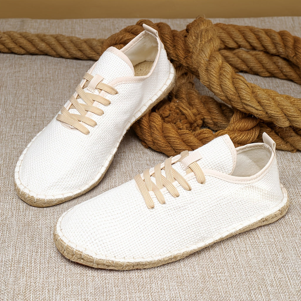 Chaussures homme à lacets tissées, coloris Blanc