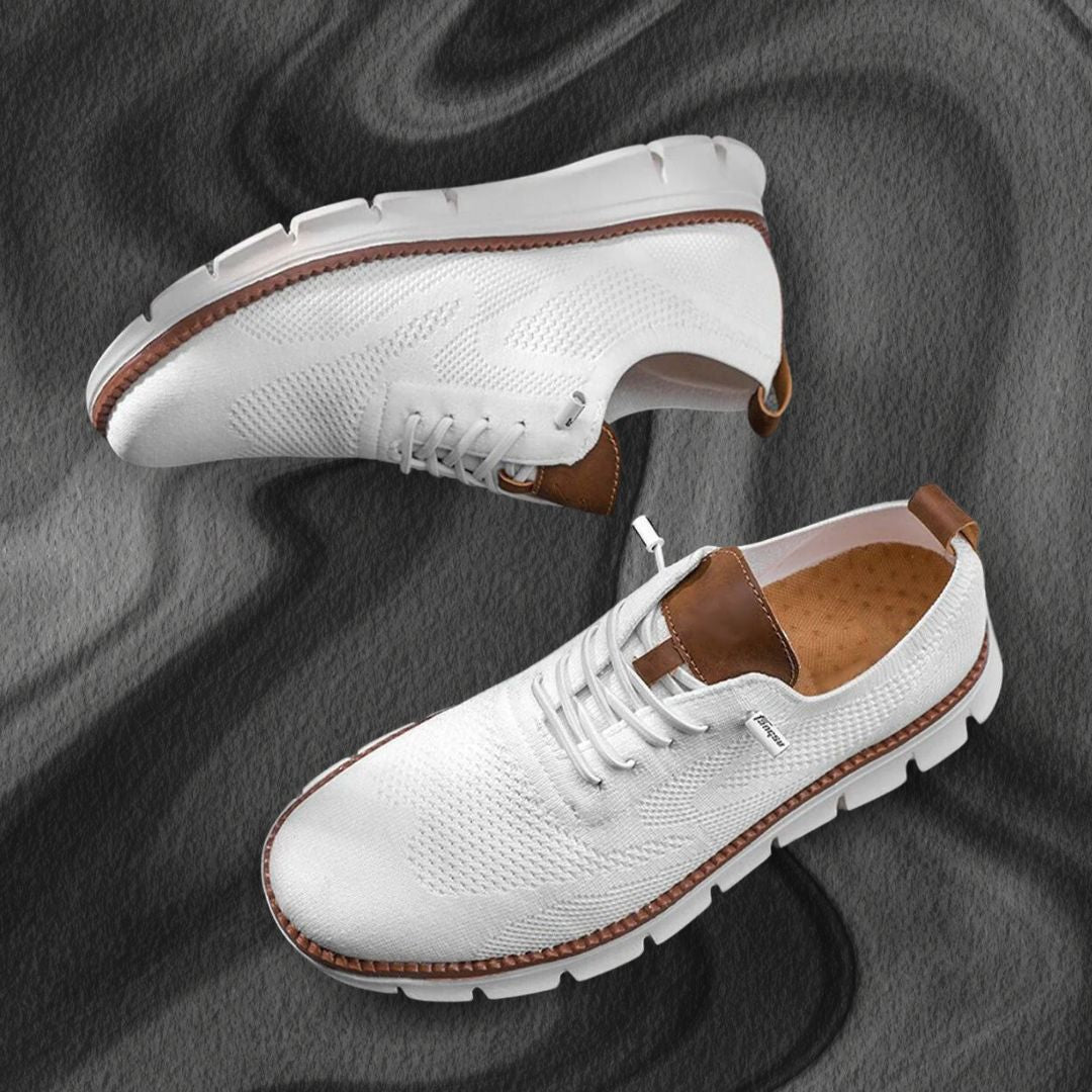 Baskets homme maille à lacets, coloris Blanc
