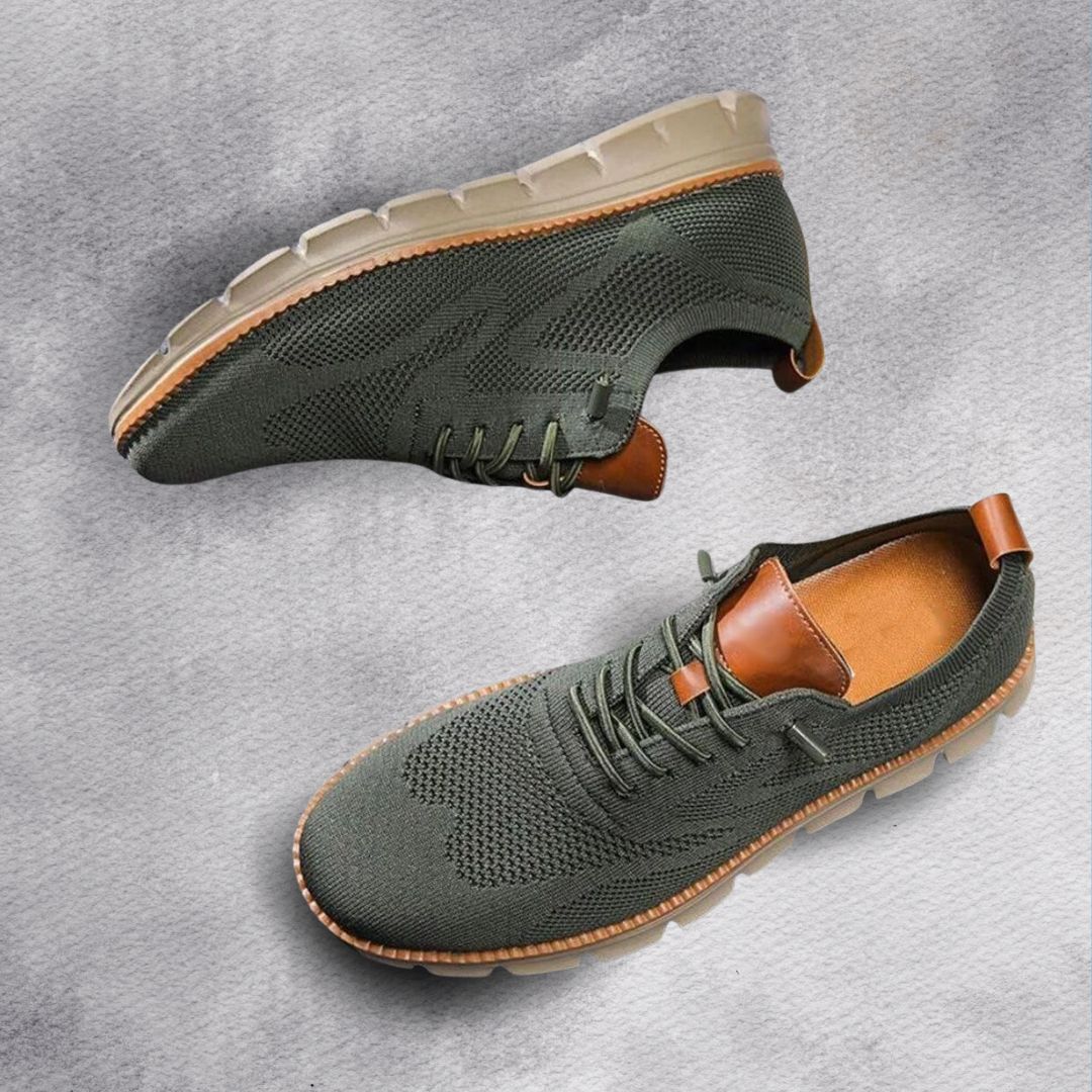 Baskets homme maille à lacets, coloris Vert