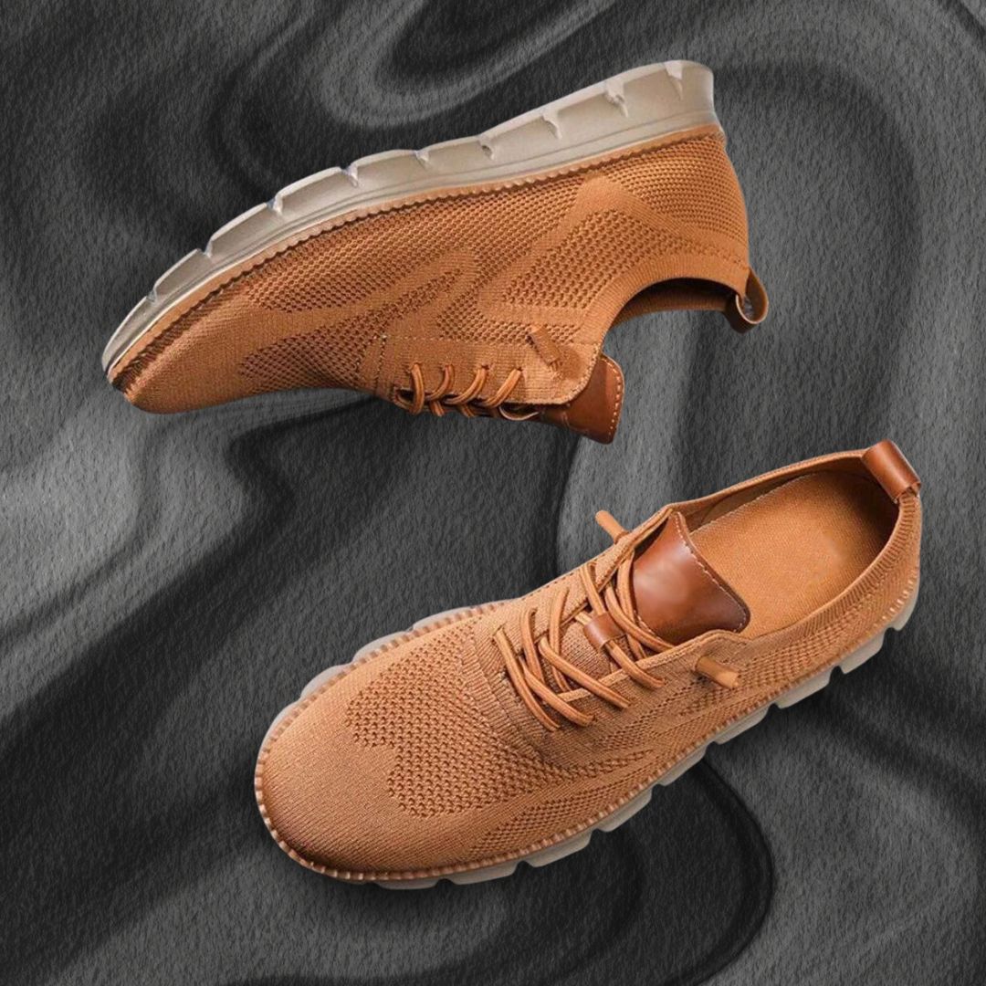Baskets homme maille à lacets, coloris Marron