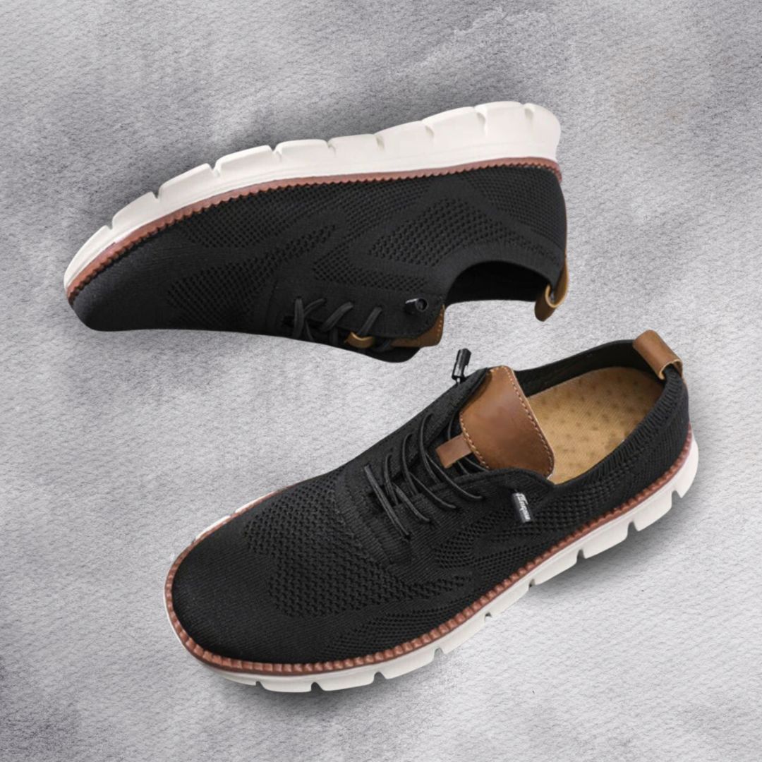 Baskets homme maille à lacets, coloris Noir