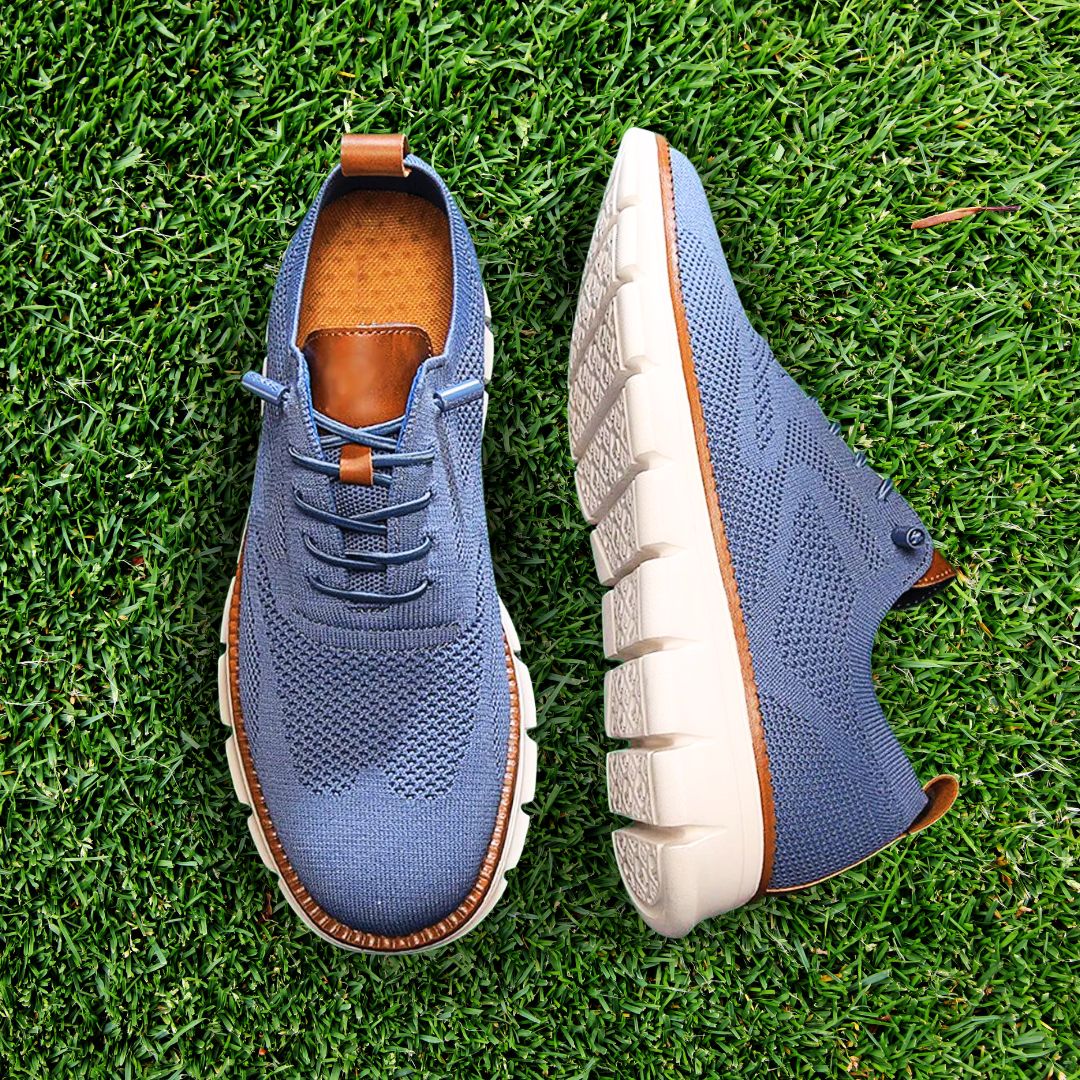 Baskets homme maille à lacets, coloris Bleu