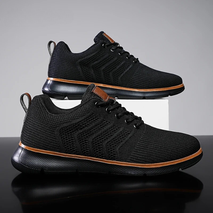 Baskets homme maille ajourée, coloris Noir pur