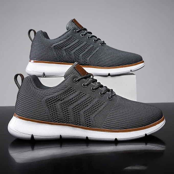 Baskets homme maille ajourée, coloris Gris