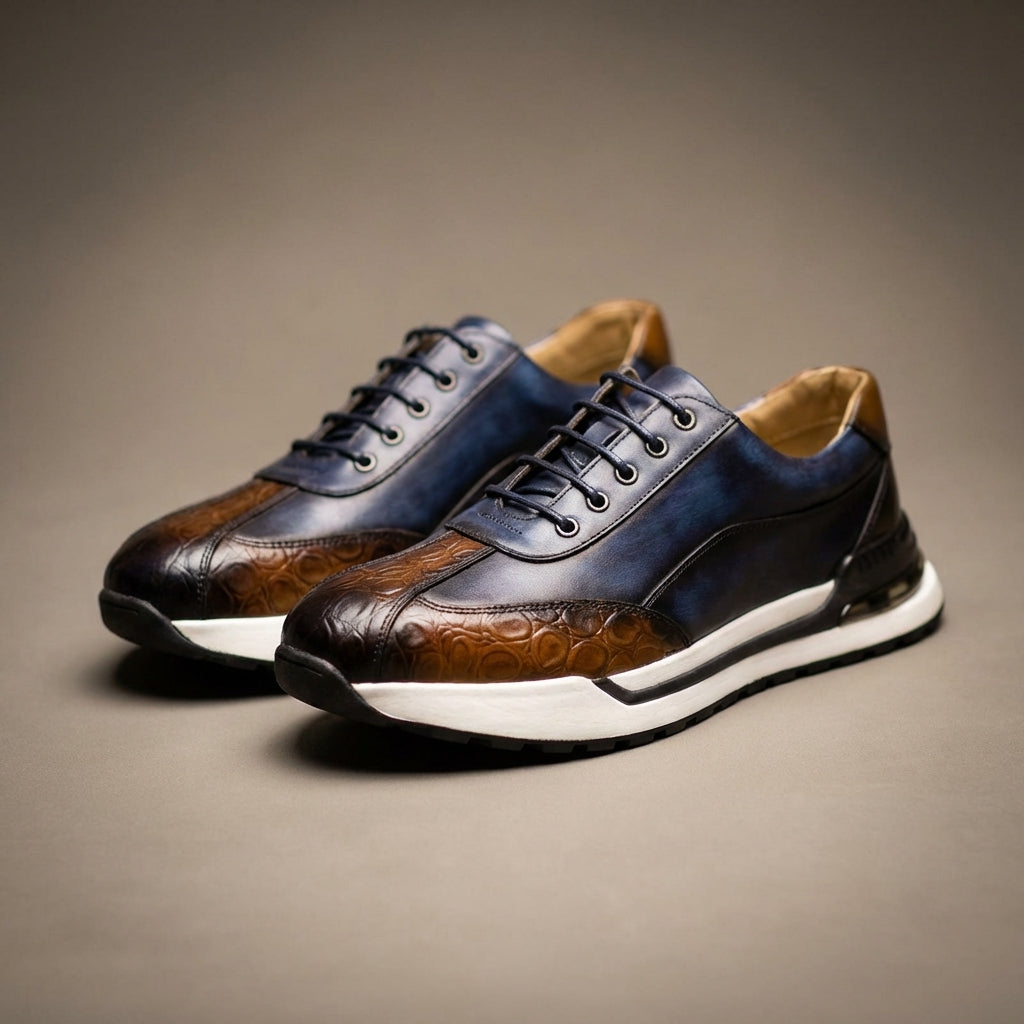 Baskets homme semelle épaisse, coloris Bleu