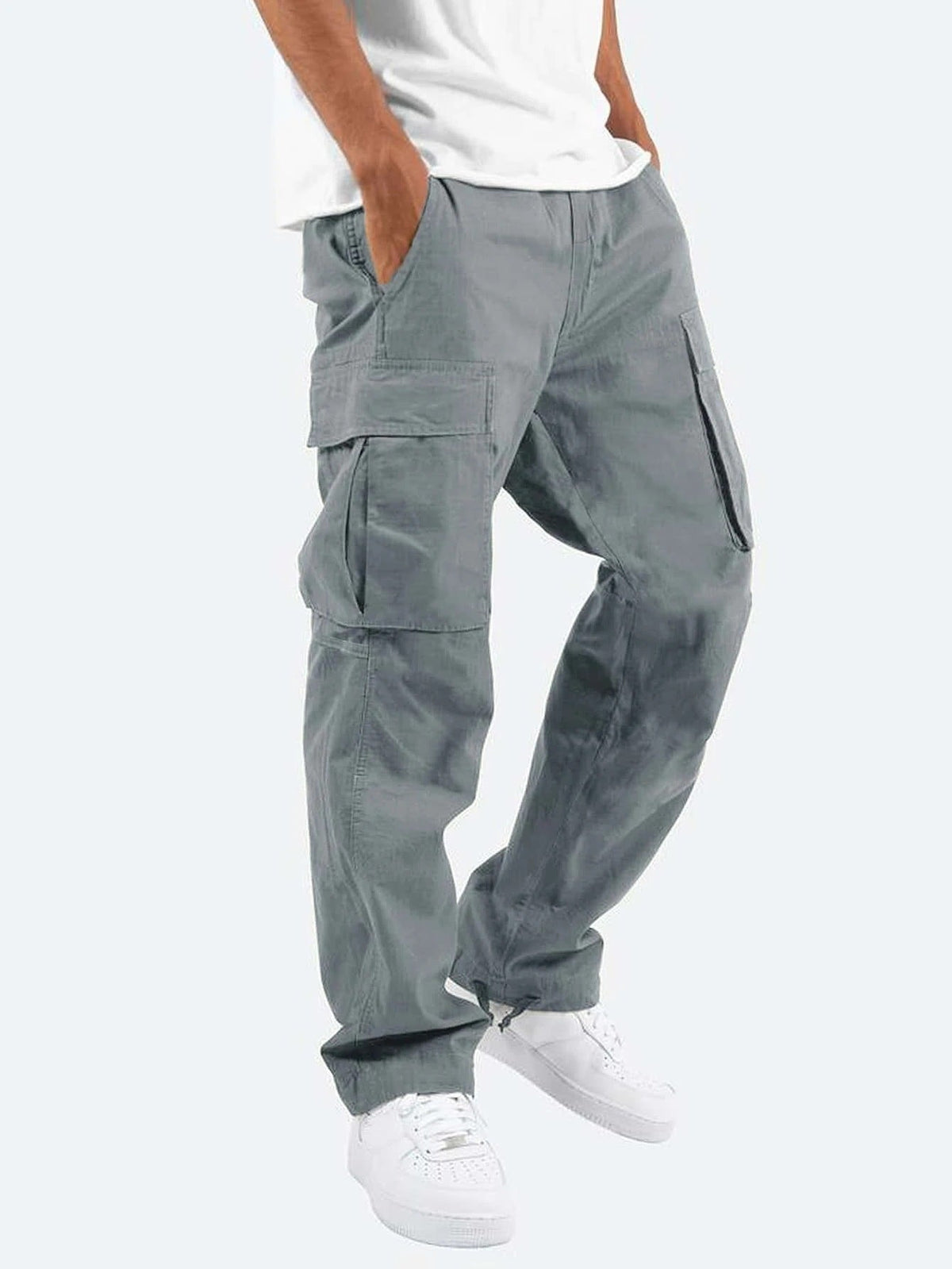 Pantalon Cargo Homme Coupe Ample à Jambes Larges, coloris Gris