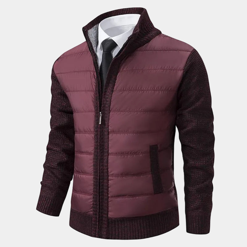 Blouson homme zippé matelassé, coloris Rouge