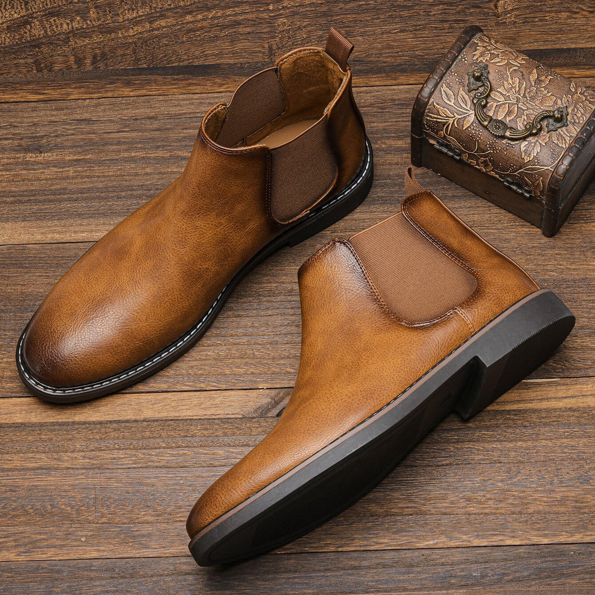 Bottines Chelsea homme à enfiler, coloris Marron clair