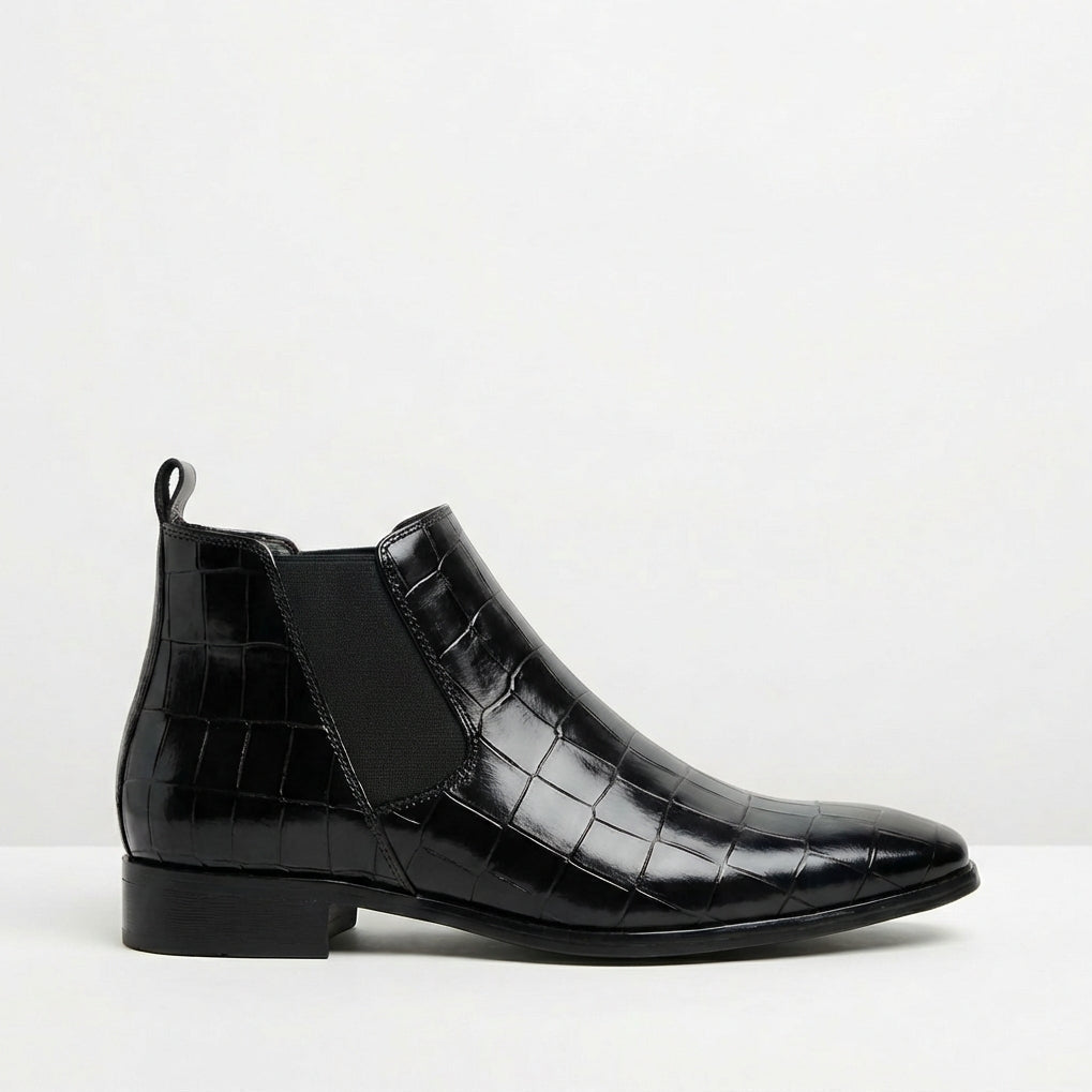 Bottines Chelsea homme texturées, coloris Noir