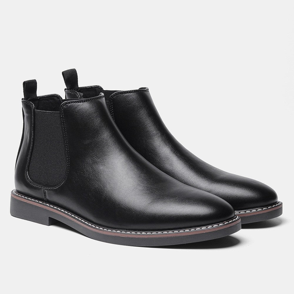 Bottines homme à empiècements élastiques, coloris Noir