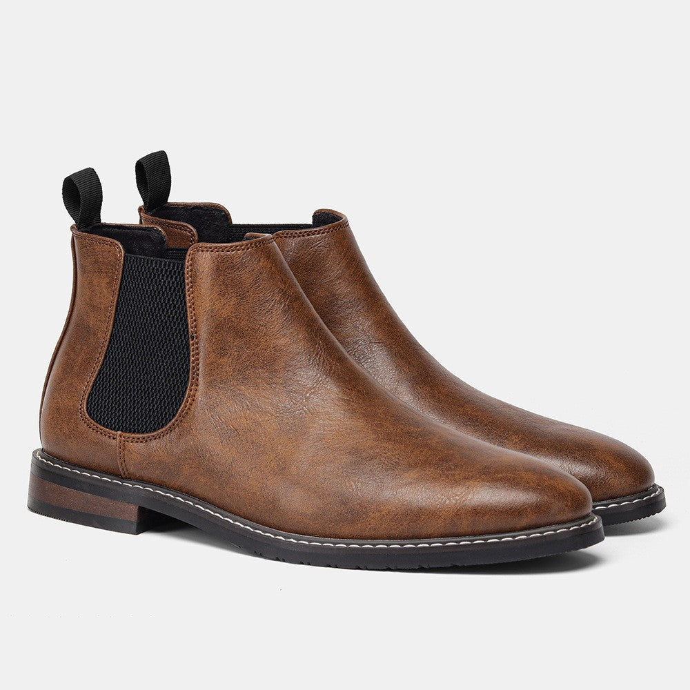 Bottines homme à empiècements élastiques, coloris Marron