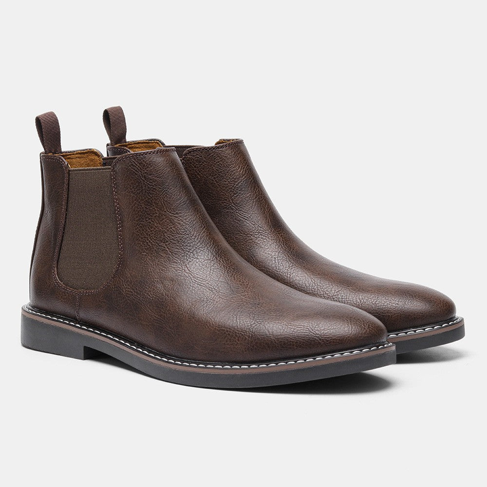 Bottines homme à empiècements élastiques, coloris Marron foncé