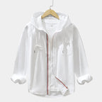 Chemise homme zippée à capuche, coloris Blanc