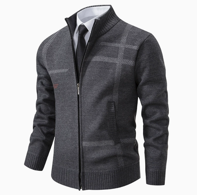 Cardigan homme zippé, coloris Gris foncé