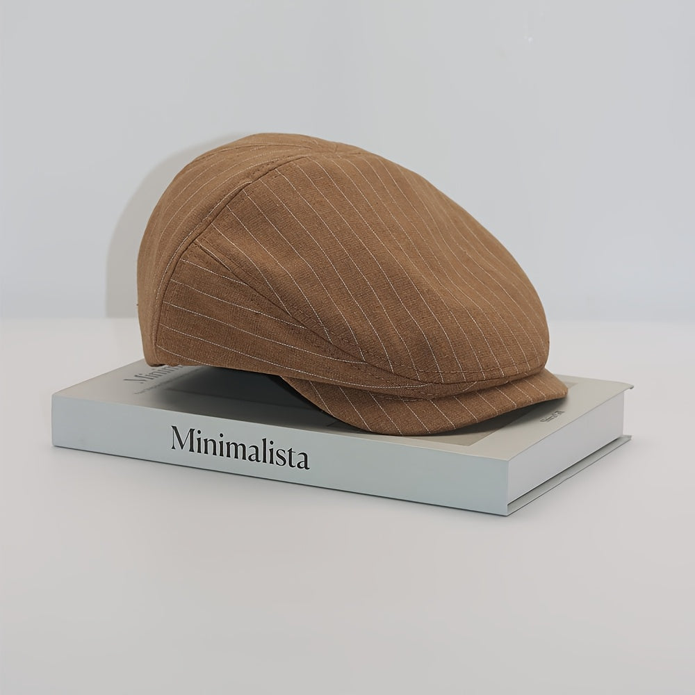 Casquette plate homme à rayures fines, coloris Kaki