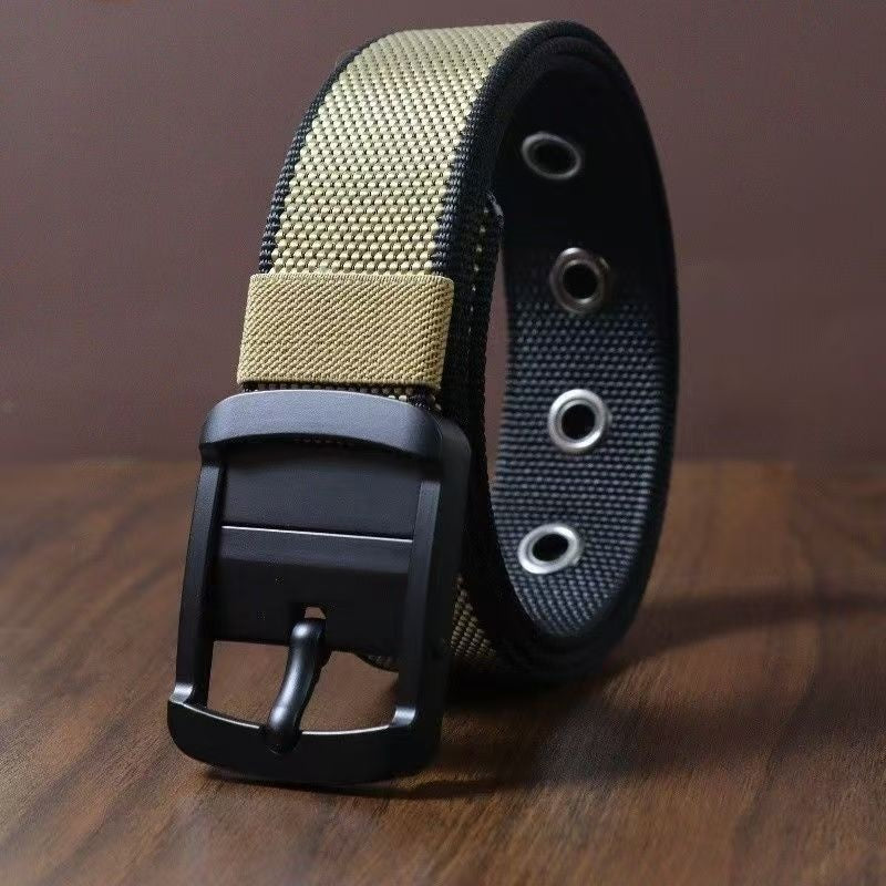Ceinture en nylon rotative pour homme, coloris Noir Kaki
