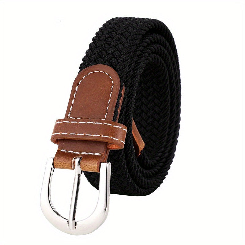 Ceinture homme tressée bicolore, coloris Noir