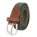 Ceinture homme tressée bicolore, coloris Vert