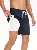 Short de bain athlétique à séchage rapide pour hommes, coloris Bleu marine