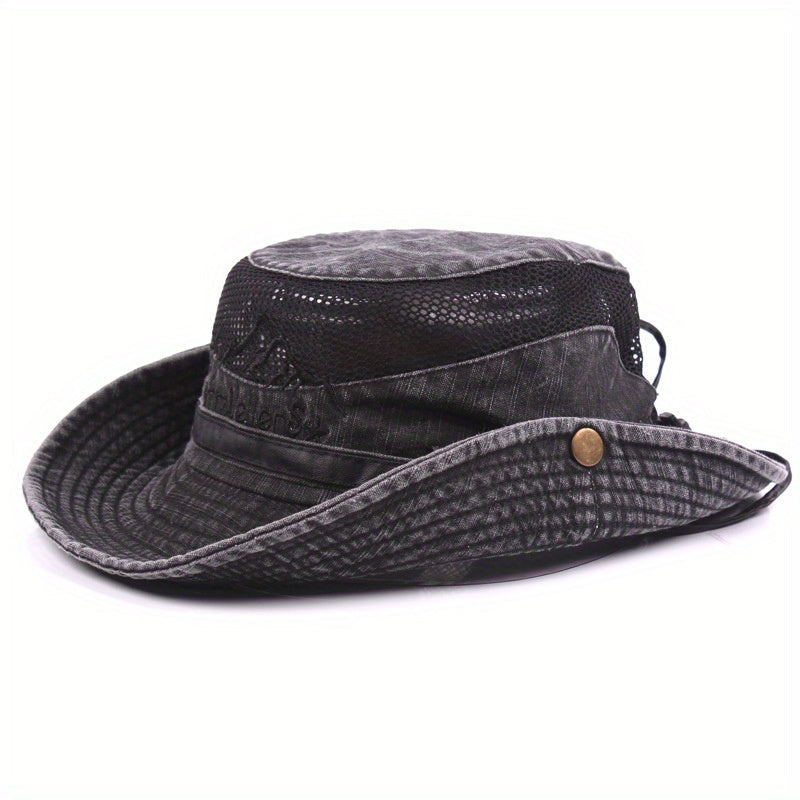 Chapeau de randonnée homme à large bord, coloris Noir