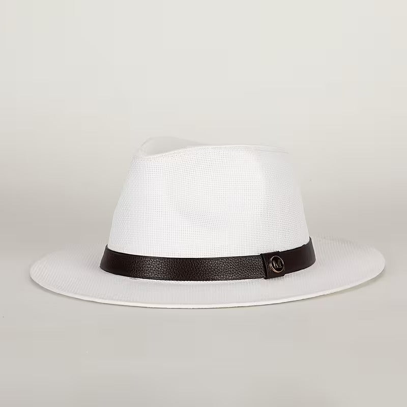 Chapeau fedora homme à large bord, coloris Blanc