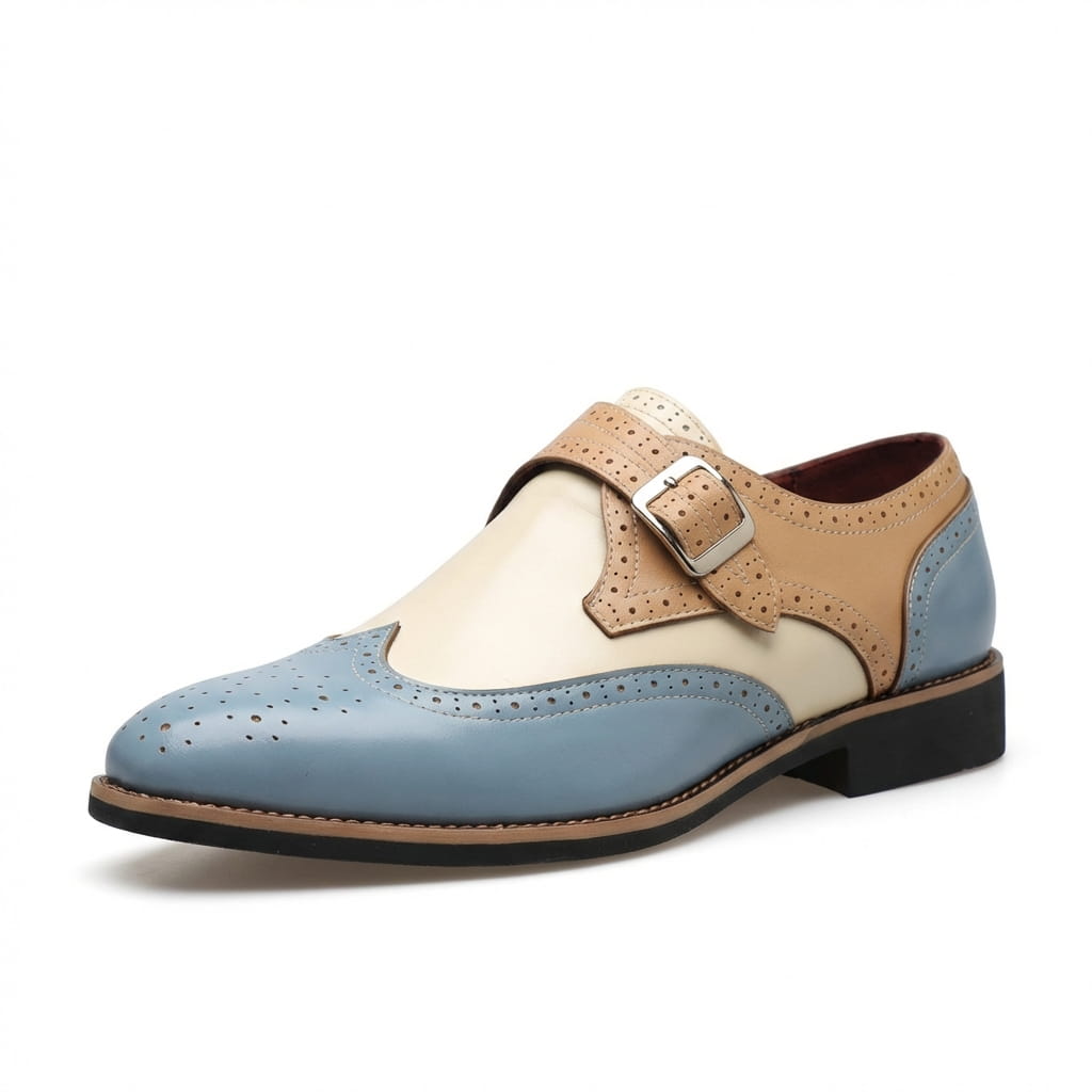 Chaussures homme à boucle, coloris Bleu clair