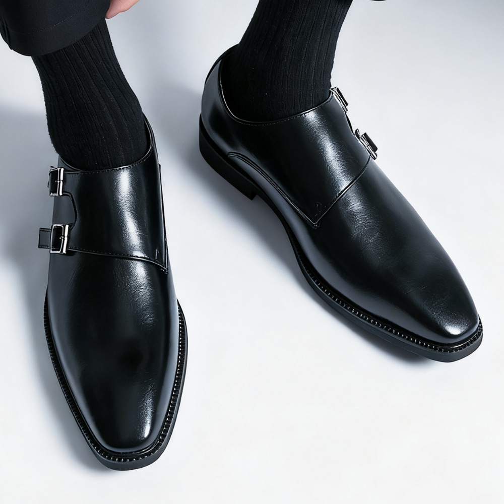 Chaussures homme à double boucle, coloris Noir
