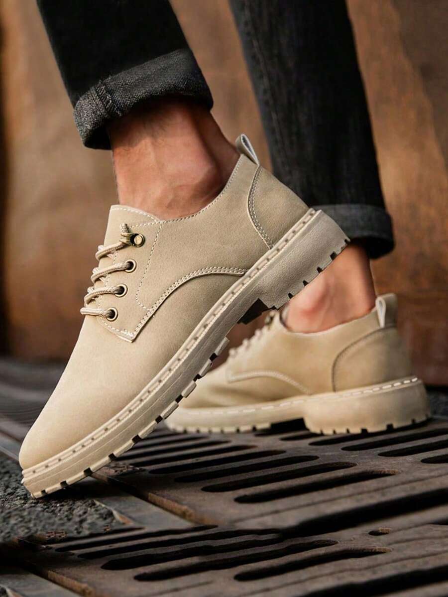 Chaussures homme à lacets crantées, coloris Kaki, vue 3