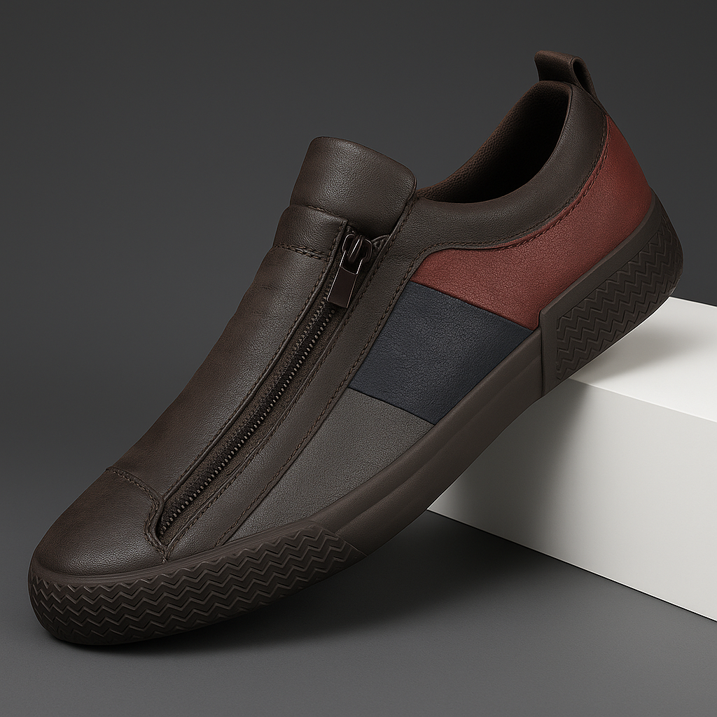 Chaussures homme zippées, coloris Marron