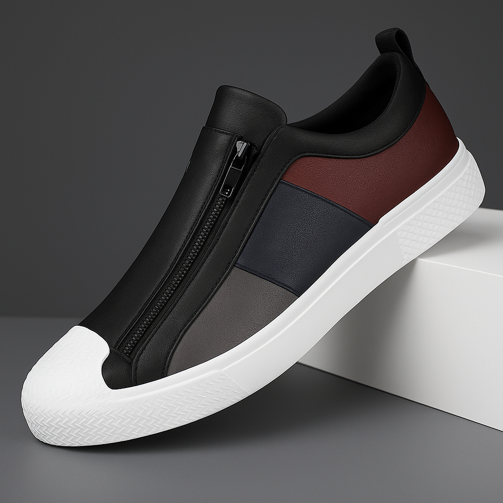 Chaussures homme zippées, coloris Noir Blanc