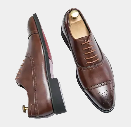 Chaussures homme à lacets bout droit, coloris Marron